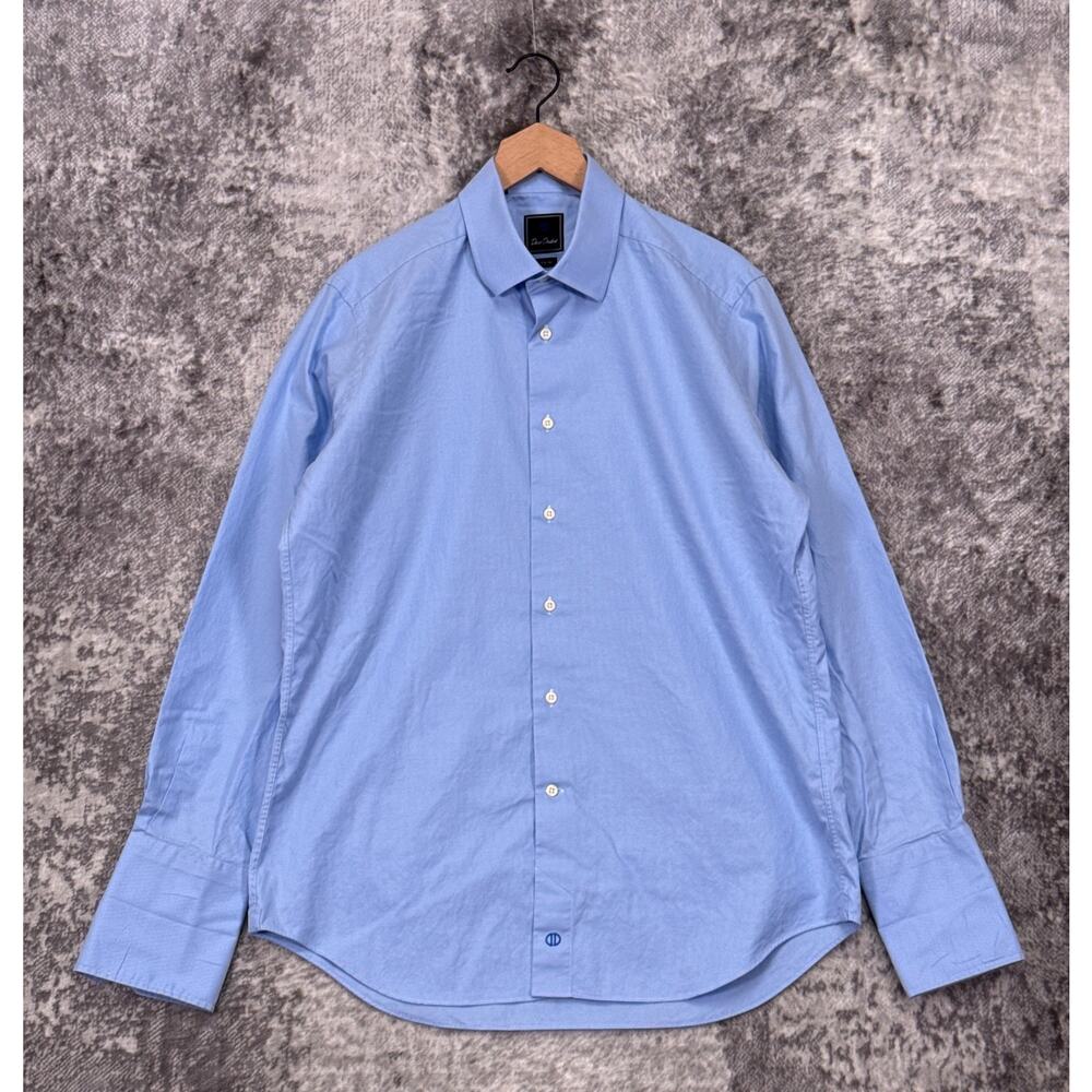 David Donahue Dress Shirt 17 Mens Trim Fit Long Sleeve Luxury Button Down